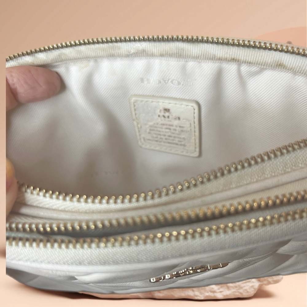 COACH White Quilted Double Zip Leather Crossbody Bag - Picture 4 of 4